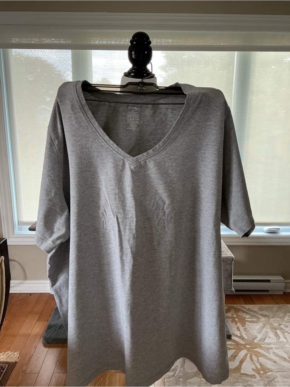 Gray V-Neck Women's Top - Comfortable Everyday Tee